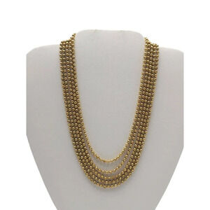 Vintage ART DECO Multi Strand Ball Chain Necklace Bib Choker 15" Brass Clasp
